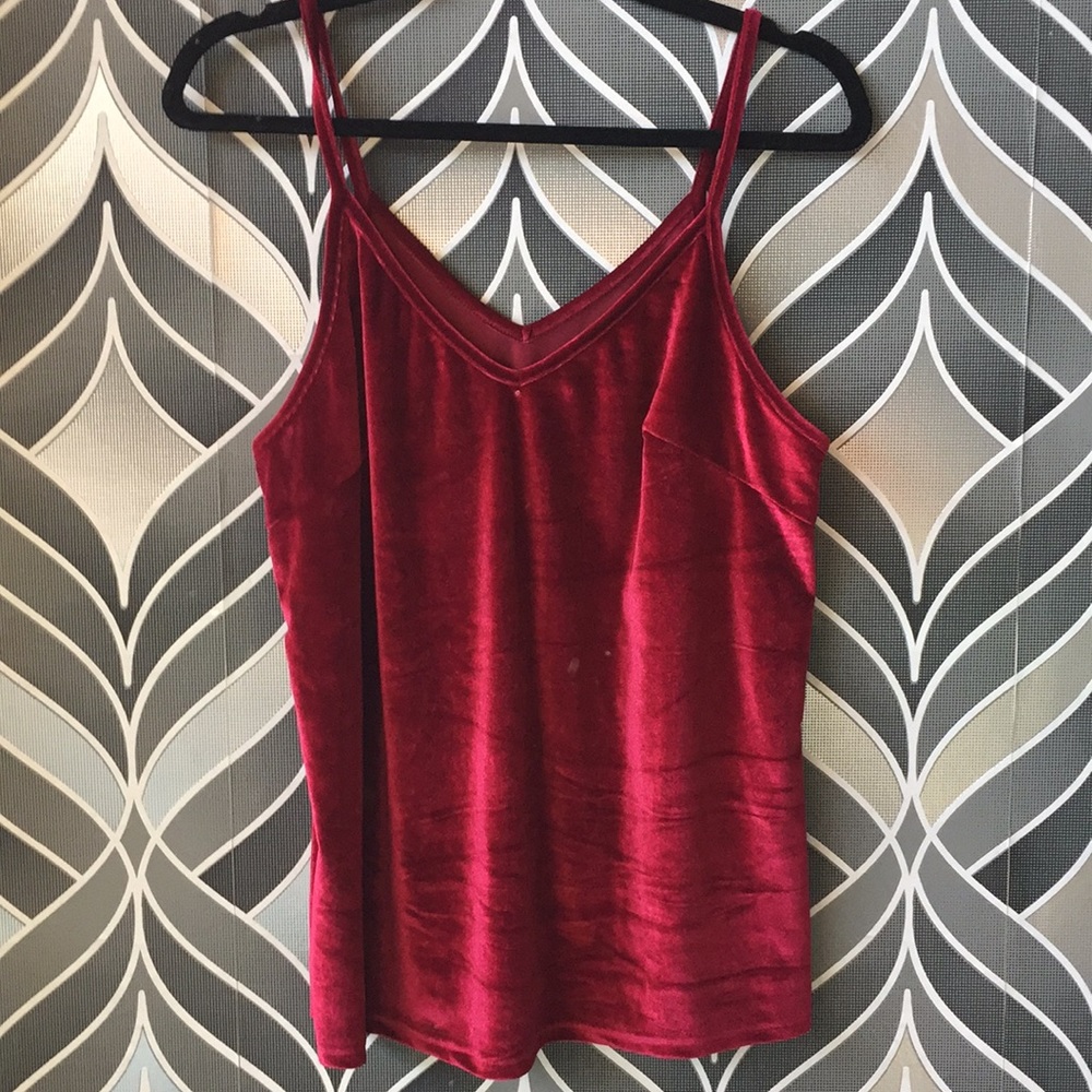 Burgundy red velvet tank